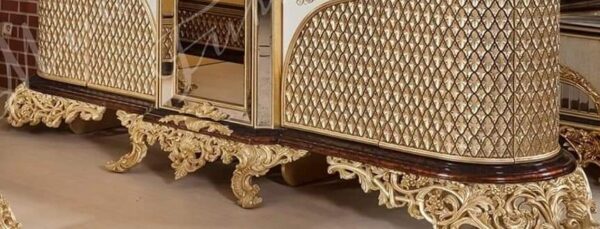 Vismaya Furniture Antique Light Gold/White Designer Wooden Wardrobe AL-011 - Image 3