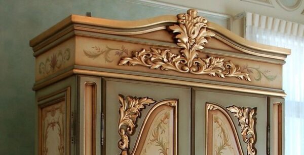 Vismaya Furniture Antique Gold/White Designer Wooden Wardrobe AL-002 - Image 2