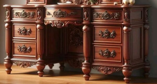 Vismaya Furniture Antique Reddish Brown Designer Dressing Table DR-013 - Image 4