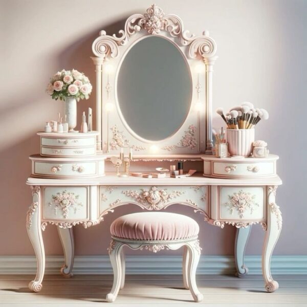 Vismaya Furniture Antique A Pure White Designer Dressing Table DR-020