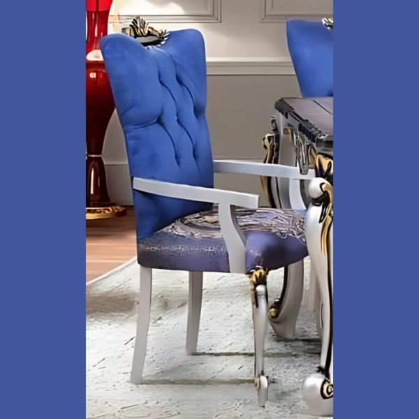 Vismaya Furniture Antique Blue/Silver Hand Carved Dining Set DIN/TBL-012 - Image 2