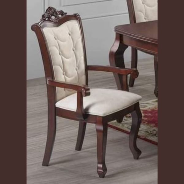 Vismaya Furniture Antique Brown/Cream Hand Carved Dining Set DIN/TBL-015 - Image 3