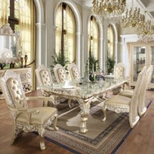 Vismaya Furniture Antique White/Cream Hand carved Dining Set DIN/TBL-001