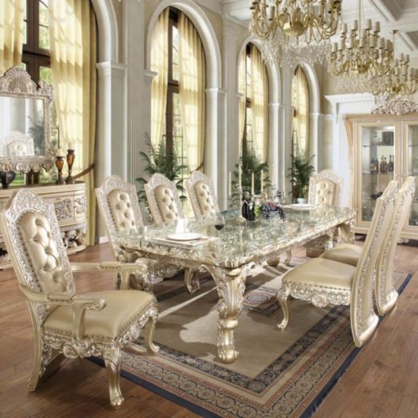 Vismaya Furniture Antique White/Cream Hand carved Dining Set DIN/TBL-001