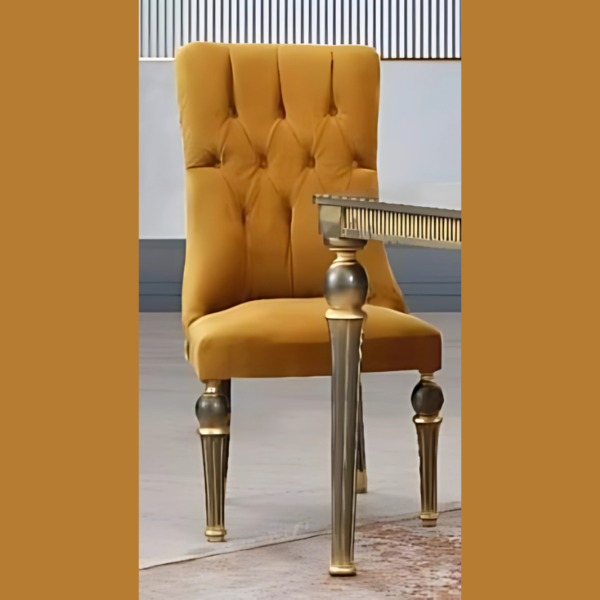 Vismaya Furniture Antique Yellow/Gold Hand Carved Dining Set DIN/TBL-013 - Image 2