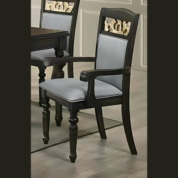 Vismaya Furniture Antique Black/Brown Hand Carved Dining Set DIN/TBL-014 - Image 2