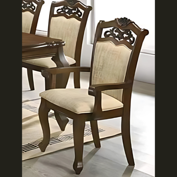 Vismaya Furniture Antique Brown/Cream Hand Carved Dining Set DIN/TBL-016 - Image 3