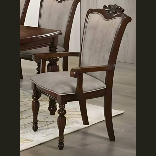 Vismaya Furniture Antique Brown/Silver Hand Carved Dining Set DIN/TBL-017 - Image 3