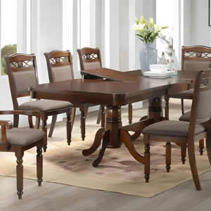 Vismaya Furniture Antique Grey/Brown Hand Carved Dining Set DIN/TBL-018