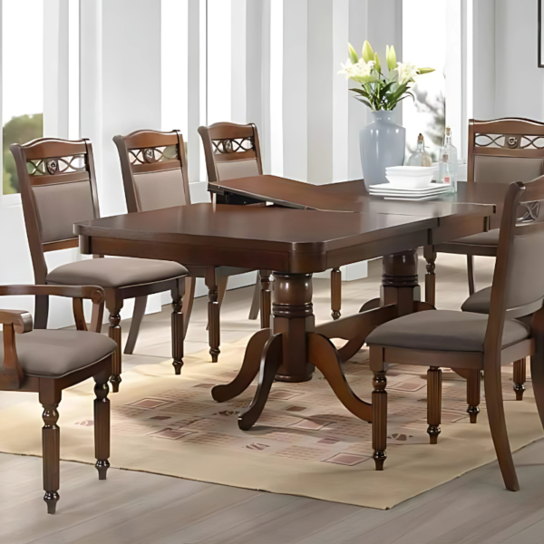 Vismaya Furniture Antique Grey/Brown Hand Carved Dining Set DIN/TBL-018