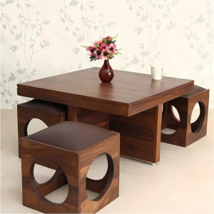 Vismaya Furniture Antique Royal Brown Hand Carved Dining Set DIN/TBL-020