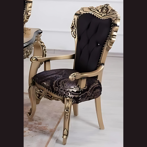 Vismaya Furniture Antique Gold/Black Hand Carved Dining Set DIN/TBL-011 - Image 2