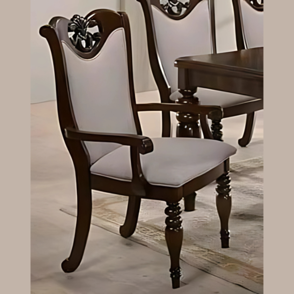 Vismaya Furniture Antique Dark Brown Hand Carved Dining Set DIN/TBL-007 - Image 2