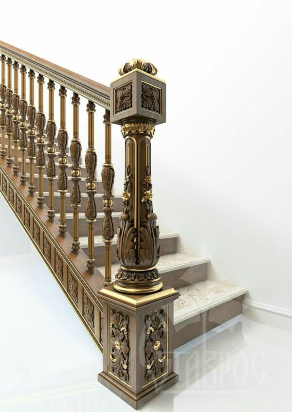Vismaya Furniture Antique Floral Hand Carved Master And Railing Pillars PIL-019