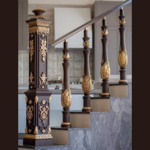 Vismaya Furniture Antique Floral Hand Carved Master And Railing Pillars PIL-003