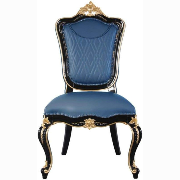 Vismaya Furniture Carved Solid Golden Wood Antique Classic Dining Armchair SC-012
