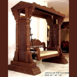 Vismaya Furniture Handcrafted Light Brown Wooden Indian Swing for Indoor HS-017