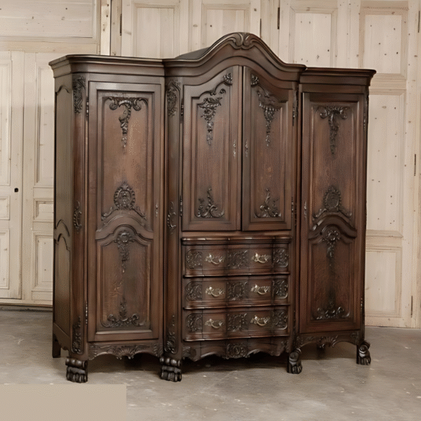 Vismaya Furniture Antique Black Brownish Designer Wooden Wardrobe AL-020